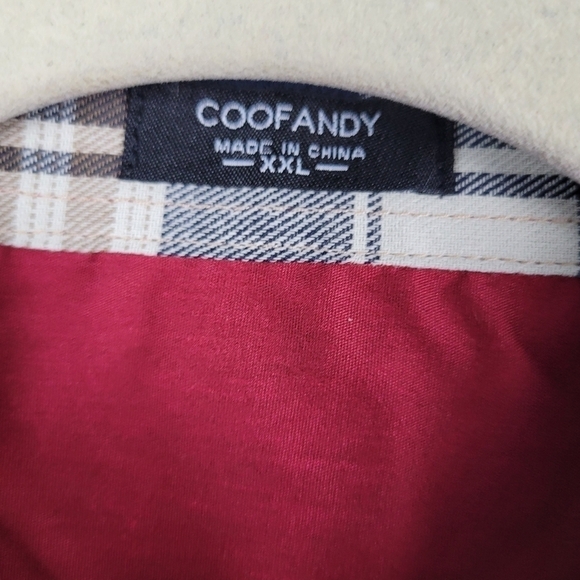 NWT Coofandy Mens Plaid Collar Button Down Long Sleeve Dress Shirt Wine Red XXL. - Picture 9 of 10